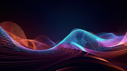 abstract fractal technology workflow wave background, technology holographic data wave background. Generative AI 