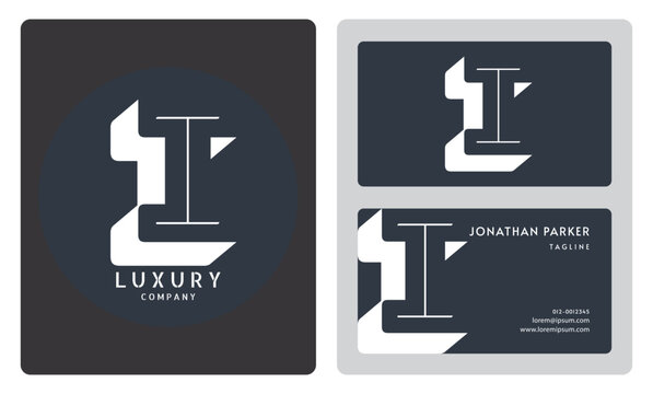 Luxury vector logotype business card template. Premium letter i logo with luxury business card design. Elegant corporate identity.