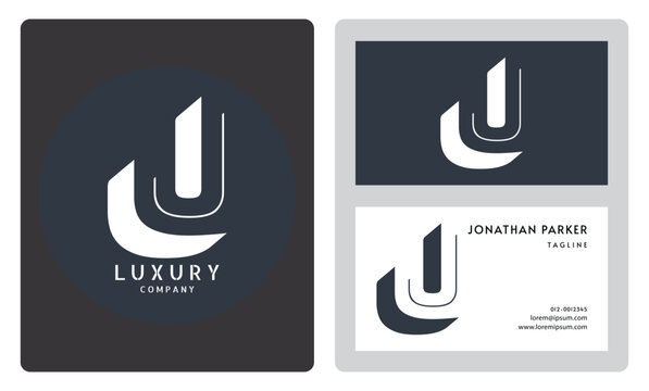 Luxury vector logotype business card template. Premium letter J logo with luxury business card design. Elegant corporate identity.