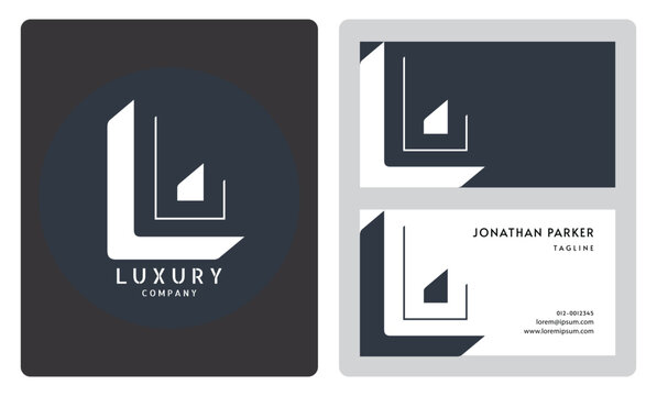 luxury business card design template. Premium letter L logo with luxury business card design. Elegant corporate identity.
