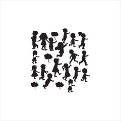 Kids silhouette vector art work