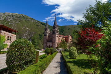 Basilica of Covadonga in the mountains of Asturias. Spain 