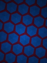 blue hexagon with red line