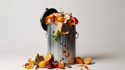 Impact of food waste on the environment, emphasizing the importance of composting, recycling, and reducing organic waste. Food disposal, food waste management and reduction. Generative AI