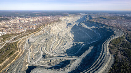 Asbestos quarry in the Urals view from a height , Russia