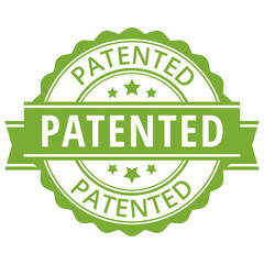 Patented. Green sticker. Vector illustration. 