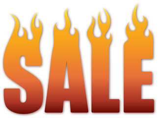 sale sign with flames