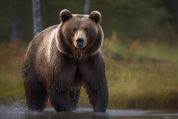 Obraz na płótnie Canvas brown bear in the water