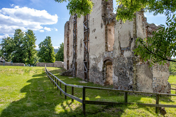 Ruins of the castle in Bodzentyn in Poland, side wall