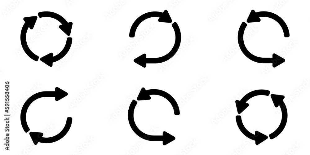 Poster black arrows in a circle vector. ringed arrows set. vector set of recycling sign. set of black arrow