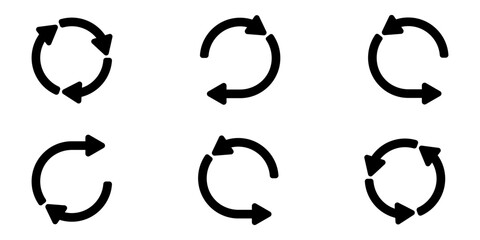 Black arrows in a circle vector. Ringed arrows set. Vector set of recycling sign. Set of black arrow icons.