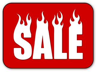 fire sign of sale on a white background
