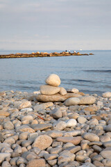 Stone Stack on Beach, El Campello, Alicante, Spain - 591559451