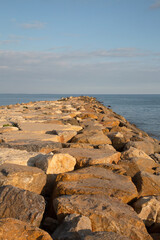 Stone Pier at Beach, El Campello, Alicante, Spain - 591559467