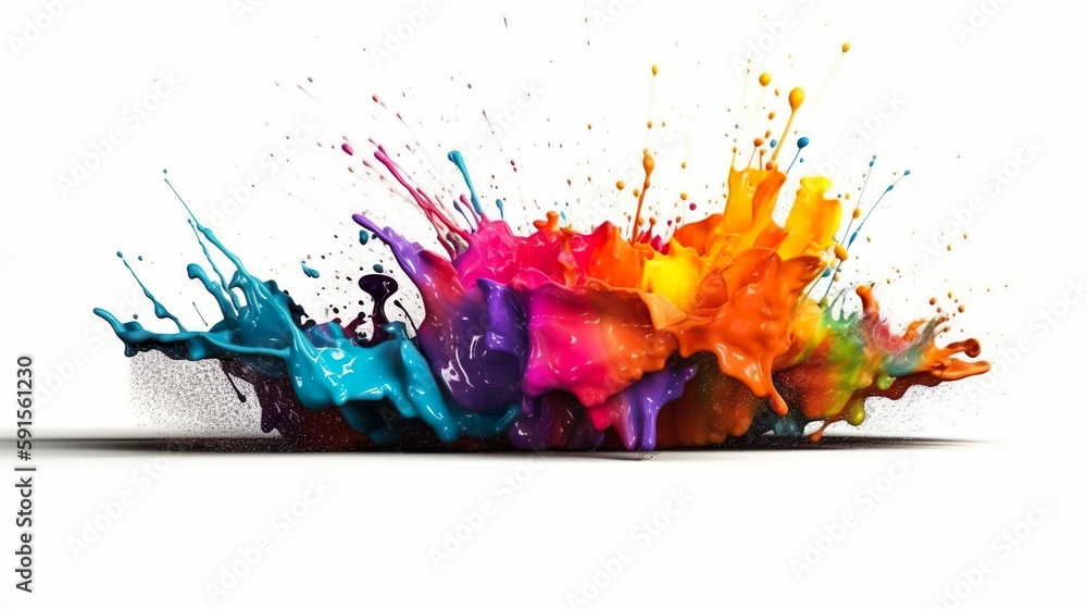 Aufkleber abstract background with colorful acrylic paint explosion and liquid motion with splashing drops. bl