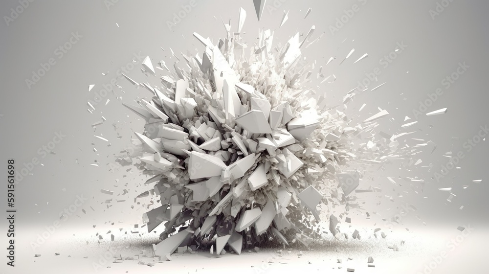 Fototapete abstract background with white round shapes explosion of concrete grunge material. crash of stone wi