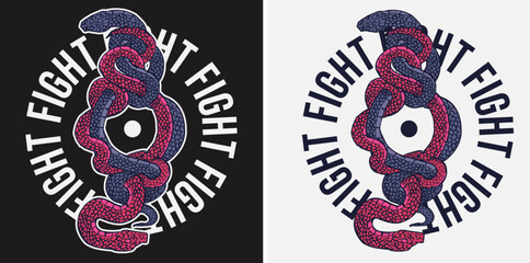 design for t shirt. two snake