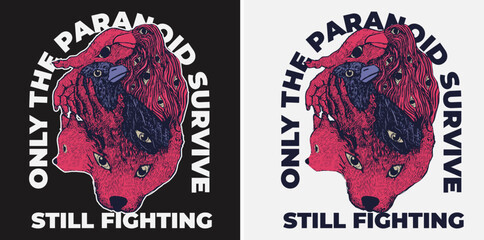 design for t shirt. bird art with many eyes