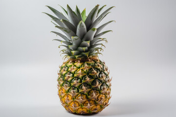 Pineapple, ananas, single pineapple on a isolated white background,  generative ai, Fresh tasty fruit