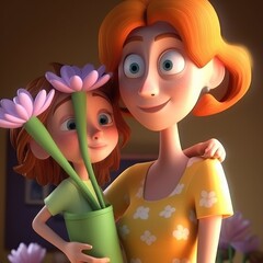 Mother day, illustration, hug, love