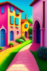 Fototapeta na wymiar Landscape of colorful city