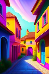 Landscape of colorful city