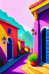 Landscape of colorful town