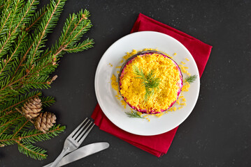 Traditional russian Shuba salad