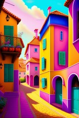 Landscape of colorful town