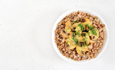 Buckwheat porridge with roasted mushrooms