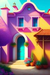 Landscape of colorful city