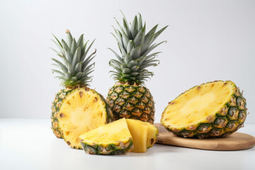 Fototapeta na wymiar Pineapple, ananas, sliced pineapple on a white background, generative ai, Fresh tasty fruit