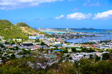 Areal view of the island of Saint Maarteen