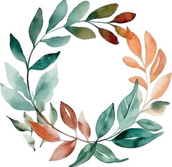 Vector Watercolor set of branches with colorful leaves, wreath for wedding invitations, greetings, wallpapers, fashion, prints. Eucalyptus, olive green leaves.	