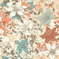 Playful and modern floral seamless pattern, featuring bold and geometric shapes that add a trendy and edgy touch to any project. AI generated.