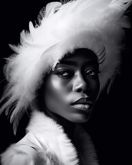 African American woman with feathers, Generative AI