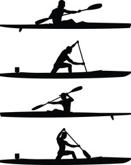 set male athlete rower kayak and canoe black silhouettes sammer competition games © Real Sports Photos