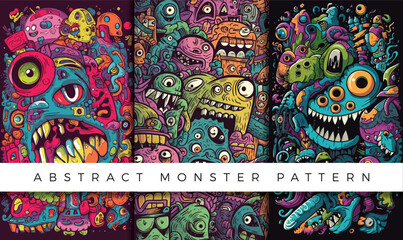 Abstract monster pattern backgrounds	
 - obrazy, fototapety, plakaty