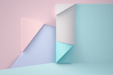 ピンクパープルとブルーパープル色の単純化された図案を効果的に配置したグラフィック背景イラスト　Generative AI