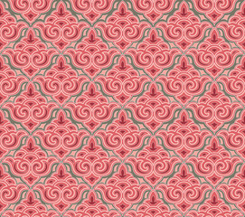 Abstract floral seamless textile pattern. Flourish tiled oriental ethnic background. Arabic ornament with asian flower motif. Good for fabric, textile, wallpaper or package background design.