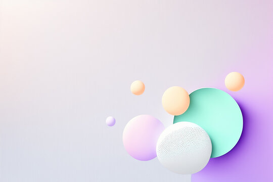 Wallpaper with abstract circular shapes. Enjoy the elegance of this wallpaper, which boasts geometric and abstract patterns complemented by a soft, gentle pastel color scheme.   Generative AI,  