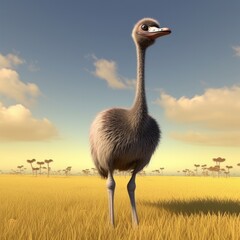 ostrich, on the street, 