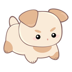 Funny cute, kawaii anime puppy with brown spots, element for greeting card, wallpaper, packaging, banner, fabric