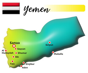 Jemen, Fläche und Flagge