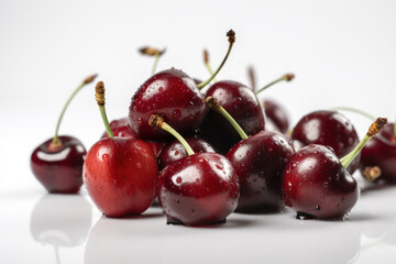 Obraz na płótnie Canvas Cherry, white isolated background, generative ai, Fresh tasty fruit