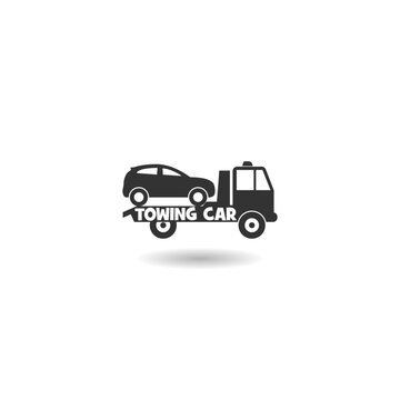 Towing car icon with shadow