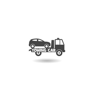 Towing car icon with shadow