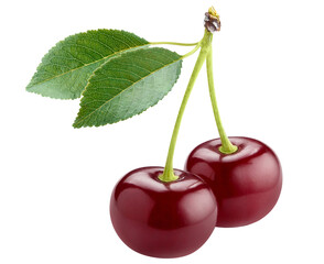 Ripe cherries cut out