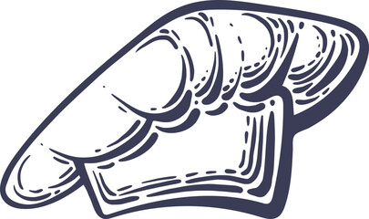 Chef hat sketch. Vector cook cap. Graphic illustration. Restaurant cafe uniform of kitchen staff