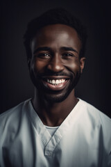 Portrait of a beautiful young african american male doctor smiling. Illustration. Generative AI